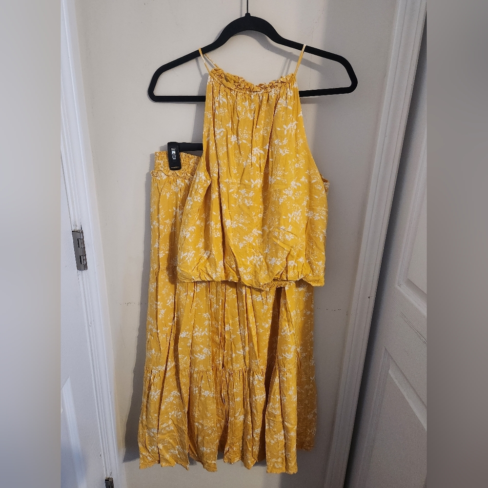 By the River Yellow Floral Tank and Skirt Set Large